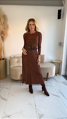 VESTIDO TULE JULIA MARROM