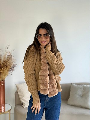 CASACO PELE CURTO CARAMELO