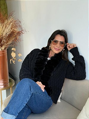 CASACO PELE CURTO PRETO