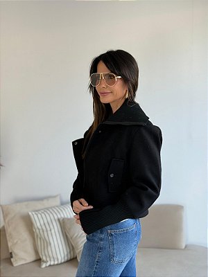JAQUETA LÃ BATIDA PRETO