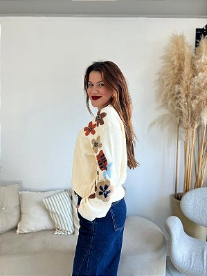 BLUSA MODAL BORDADO FLOR OFF