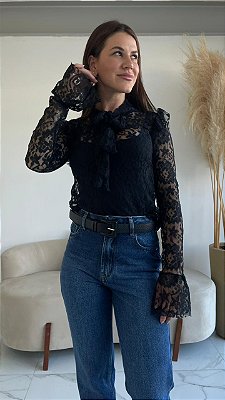 BLUSA RENDA MARJORIE PRETO