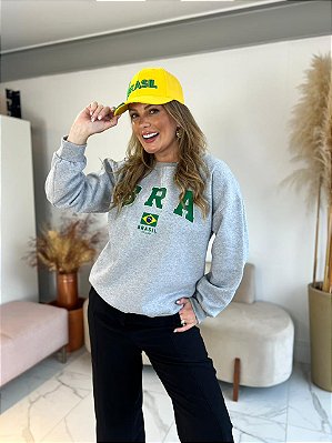 MOLETOM BRASIL CINZA/VERDE