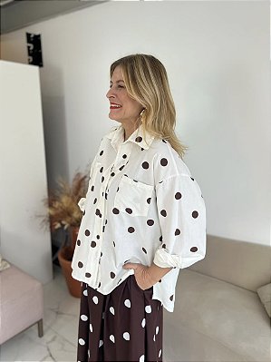 CAMISA POA LETICIA OFF/MARROM