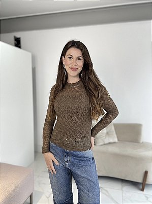 BLUSA RENDA MURIEL MARROM