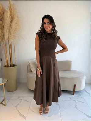 VESTIDO POLIANA MARROM