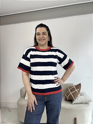 BLUSA LISTRADA MODAL MARINHO