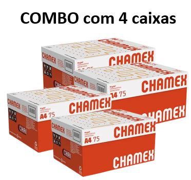 Chamex combo 4 caixas de Papel  A4 75grs 210mmx297mm caixa com 10 resmas de 500 folhas cada