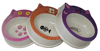 Comedouro Estampa Gato Colorido 250ml Melamina