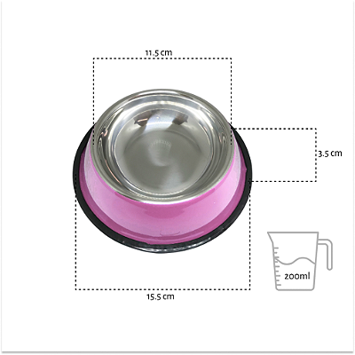 Comedouro Inox Colorido 200ml