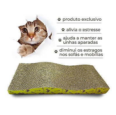 Arranhador Ondulado 44,5cm x 20cm x 4cm para Gatos com Erva de Gato Catnip