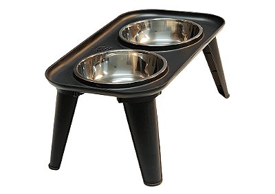 Comedouro Elevado Duplo 650ml Inox Pet Cão Grande