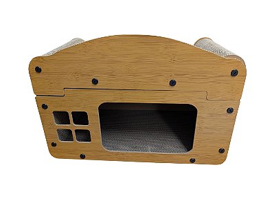 Casa Arranhador para Gatos com Papelão Ondulado – Casinha com Toca e Arranhador Kraft