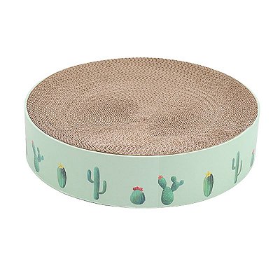 Arranhador Redondo para Gatos em Papelão Reforçado Decorado com Cactos