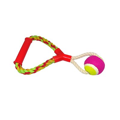 Corda com Bola de Tênis Cabo de Guerra C/ Suporte P/ Segurar 31cm