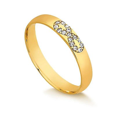 Aliança Meia Cana Infinito Com Brilhantes 4,00MM Anatômica (Ouro 12K / 18K)  "LEIA DESCRIÇÃO''