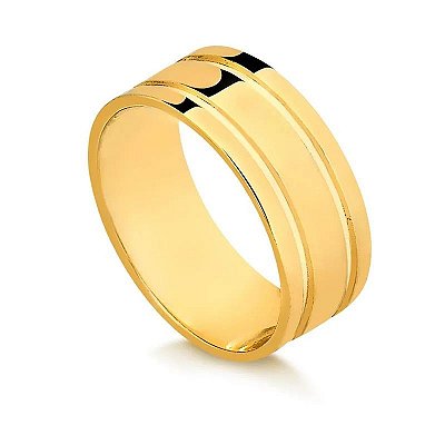 Aliança Reta Com Dois Frisos 8,50MM (Ouro 12K / 18K)  "LEIA DESCRIÇÃO''