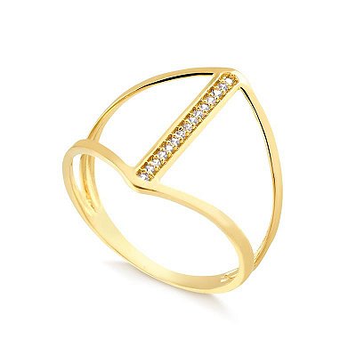 Anel Aro Duplo Com Trilho Cravejado ( Ouro 12K / 18 K )