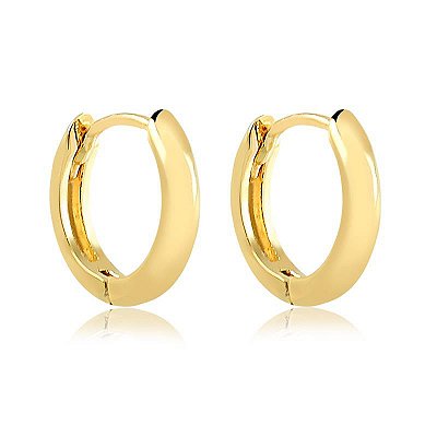 Brinco Argola Click Liso ¢15,00MM ( Ouro 12K / 18 K )