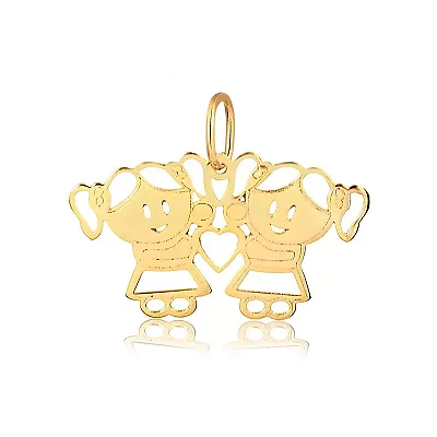 PINGENTE 2 MENINAS ( Ouro 12k / 18k )
