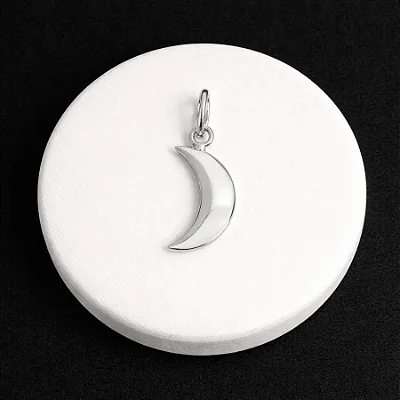 Pingente Lua Preenchida - P033 ( Prata 925 )