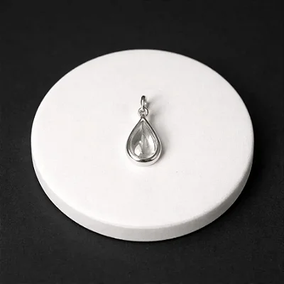 Pingente Zircônia Gota Branca - P076 ( Prata 925 )