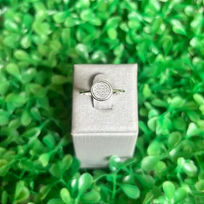 ANEL CÍRCULO CRAVEJADO BRANCO A176 (Prata 925)