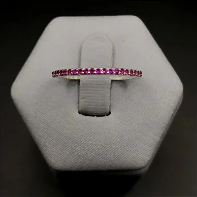 Aparador fino com zircônias rosas pink AP004 (Prata 925)