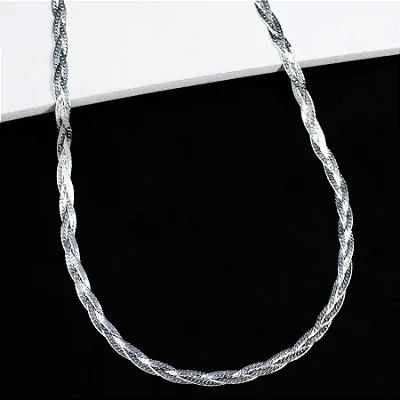 Corrente Trançada - 45cm CTR004 ( Prata 925 )