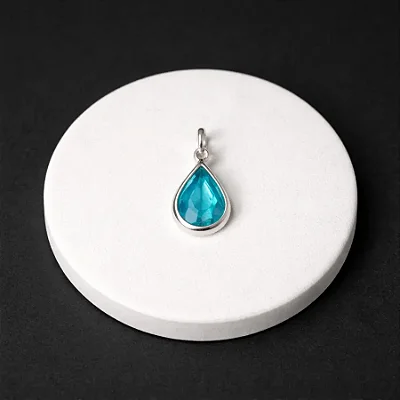 Pingente gota azul - G - P079 ( Prata 925 )