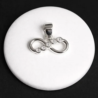 PINGENTE INFINITO COM 5 ZIRC. - P112 ( Prata 925 )