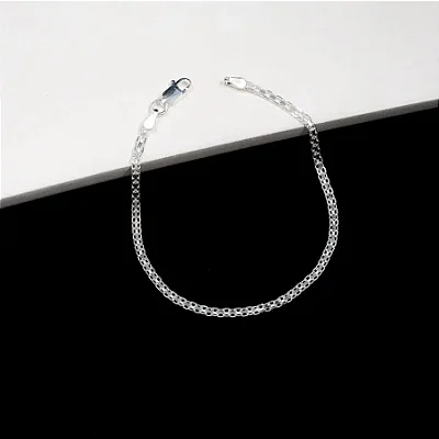 Pulseira bismark 2 elos - 18cm- CBI020 ( Prata 925 )