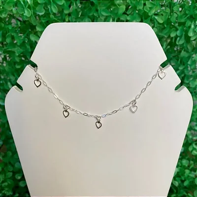 PULSEIRA COM 5 CORAÇÕES VAZADOS CPU010 ( Prata 925 )