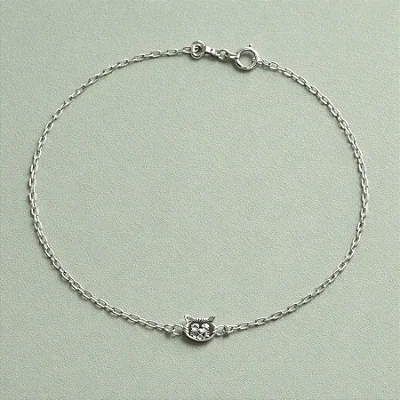 Pulseira rosto gato central l- CPU050 ( Prata 925 )