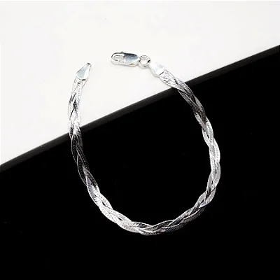 Pulseira trançada 3 fios F040 - 18 CM - CTR001 ( Prata 925 )
