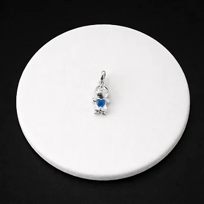 PINGENTE MÉDIO MENINO COM PEDRA AZUL CENTRAL P122 ( Prata 925 )