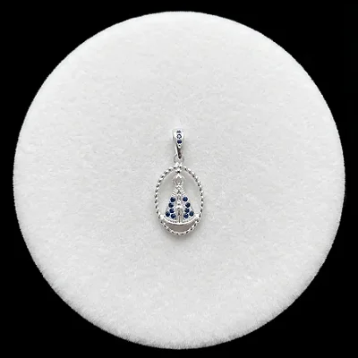 MEDALHA NOSSA SENHORA VAZADA G - ZIRC. AZUIS P131 ( Prata 925 )