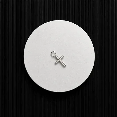 Crucifixo cravejado 12mm P139 ( Prata 925 )