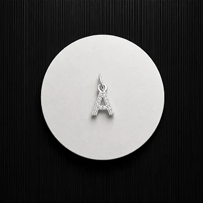 PINGENTE LETRA - A - CREVEJADO 6,0MM P140 ( Prata 925 )