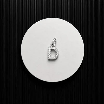 PINGENTE LETRA - D - CREVEJADO 6,0MM P143 ( Prata 925 )