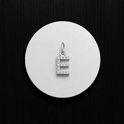 PINGENTE LETRA - E - CREVEJADO 6,0MM P144 ( Prata 925 )
