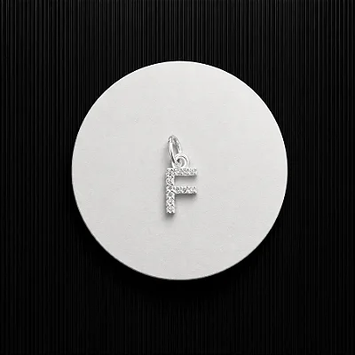 PINGENTE LETRA - F - CREVEJADO 6,0MM P145 ( Prata 925 )