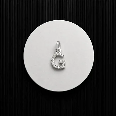 PINGENTE LETRA - G - CREVEJADO 6,0MM P146 ( Prata 925 )