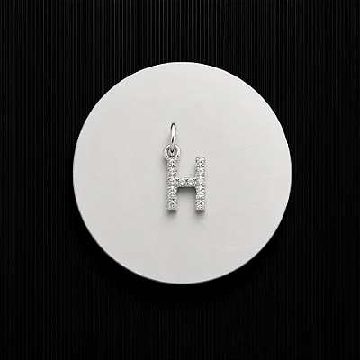 PINGENTE LETRA - H - CREVEJADO 6,0MM P147 ( Prata 925 )