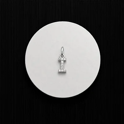 PINGENTE LETRA - I - CREVEJADO 6,0MM P148 ( Prata 925 )