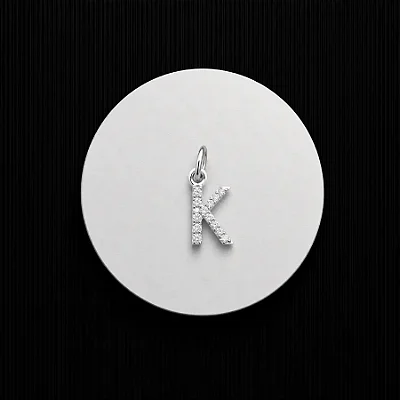 PINGENTE LETRA - K - CREVEJADO 6,0MM P150( Prata 925 )