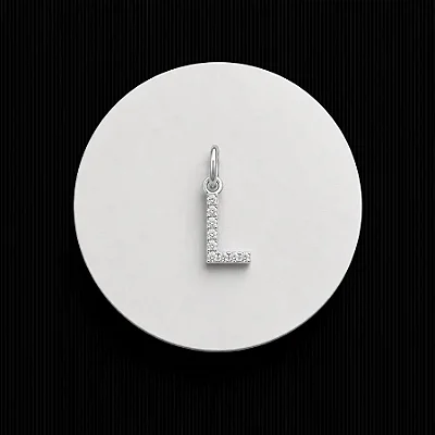 PINGENTE LETRA - L - CREVEJADO 6,0MM P151 ( Prata 925 )