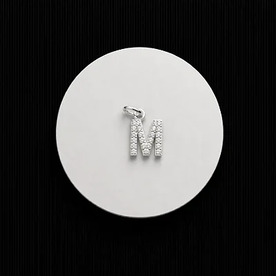 PINGENTE LETRA - M - CREVEJADO 6,0MM P152 ( Prata 925 )