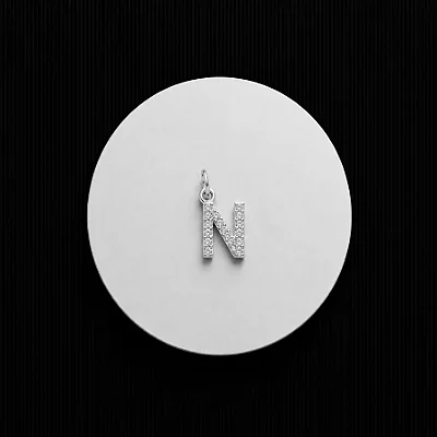 PINGENTE LETRA - N - CREVEJADO 6,0MM P153 ( Prata 925 )