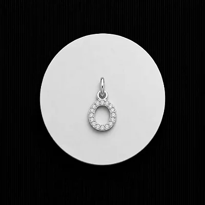 PINGENTE LETRA - O - CREVEJADO 6,0MM P154 ( Prata 925 )